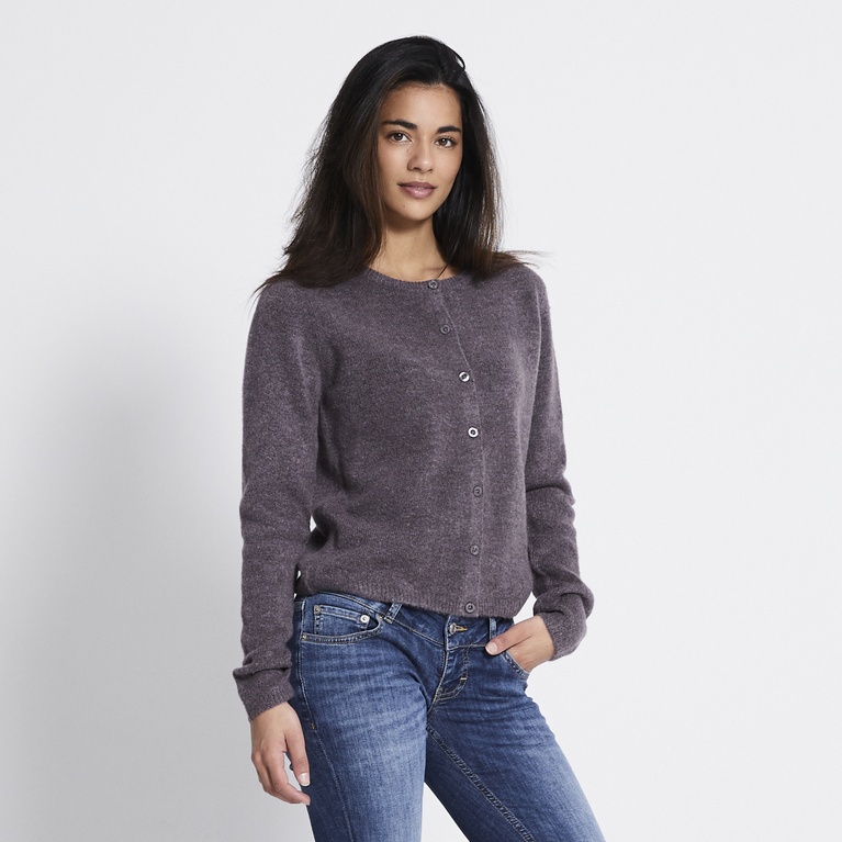 Basic knit cardigan "Audrey" Heather Purple
